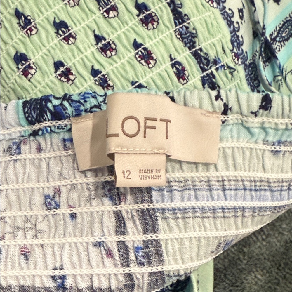 LOFT Blue and White Patchwork Backless Dress - image 4